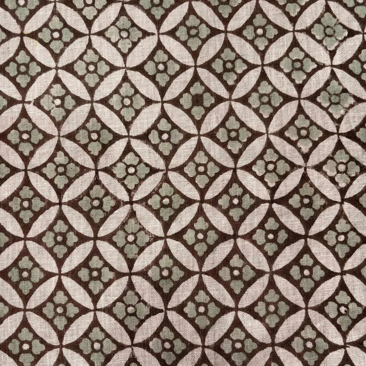 Varanasi Linen 58" Block-Printed Geometric Upholstery Fabric