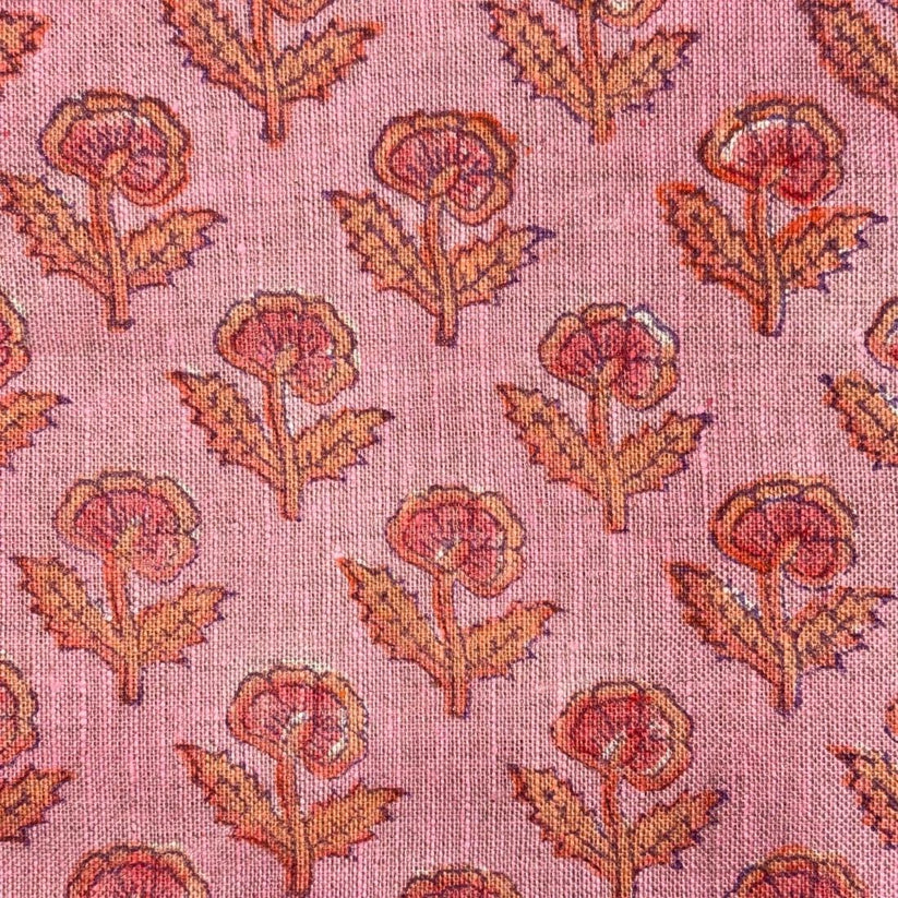 Nalli Linen 58" Block-Printed Buti Upholstery Fabric