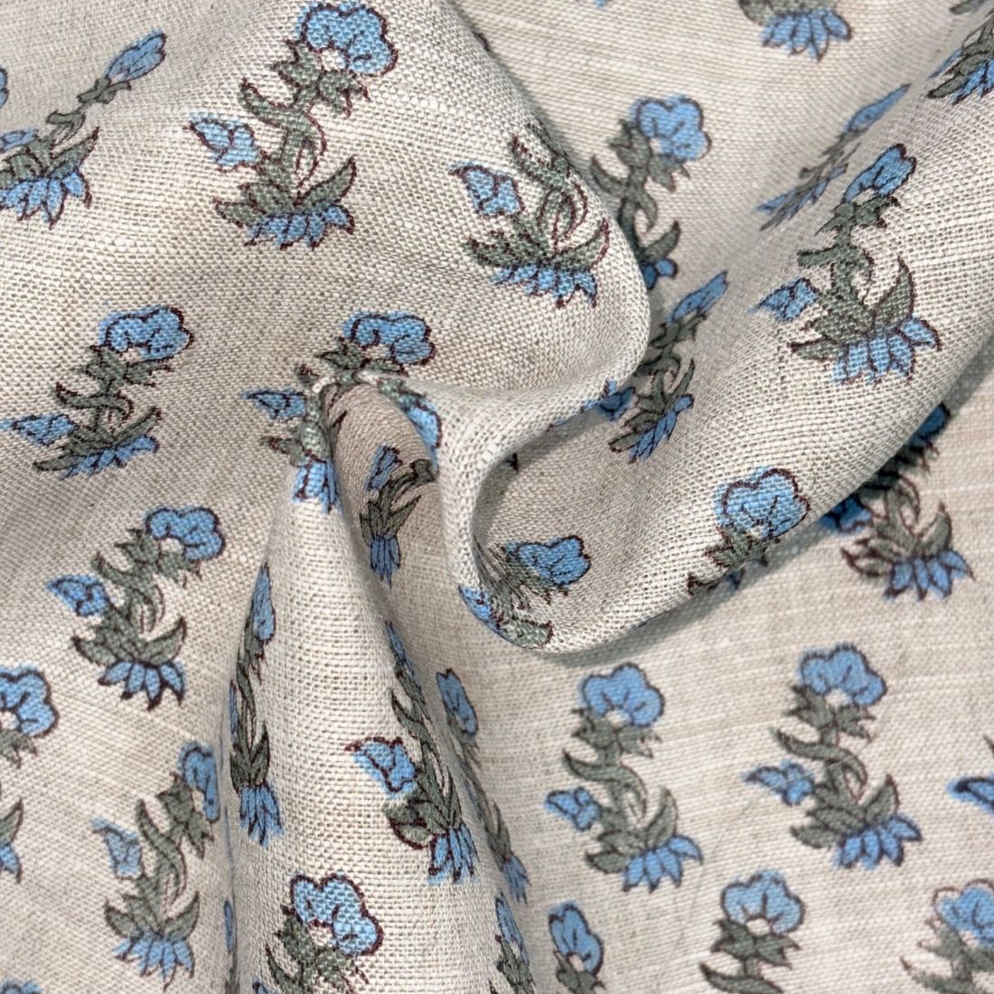 Naira Block Printed Linen Fabric | Upholstery & Home Décor Fabric