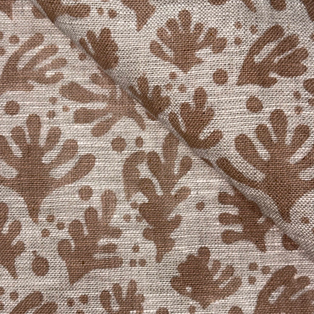 Shahi Linen 58" Block-Printed Abstract Upholstery Fabric