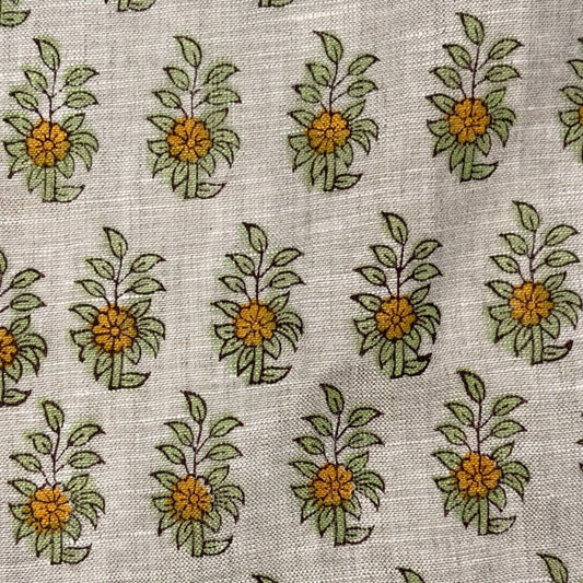Sahni Block Printed Linen Fabric | Upholstery & Home Décor Fabric