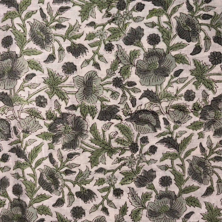 Bageecha Linen 58" Block-Printed Jaal Upholstery Fabric