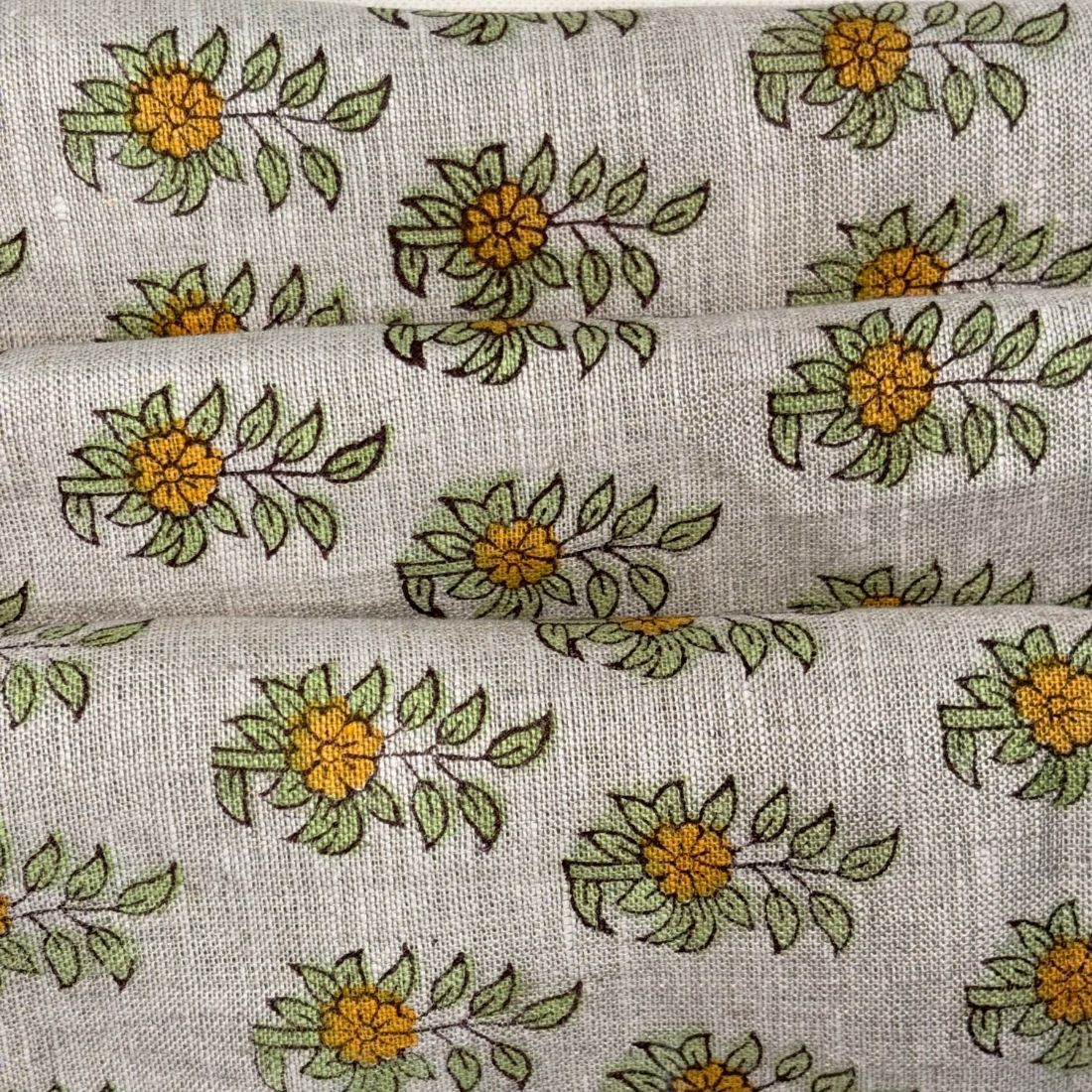 Sahni Block Printed Linen Fabric | Upholstery & Home Décor Fabric