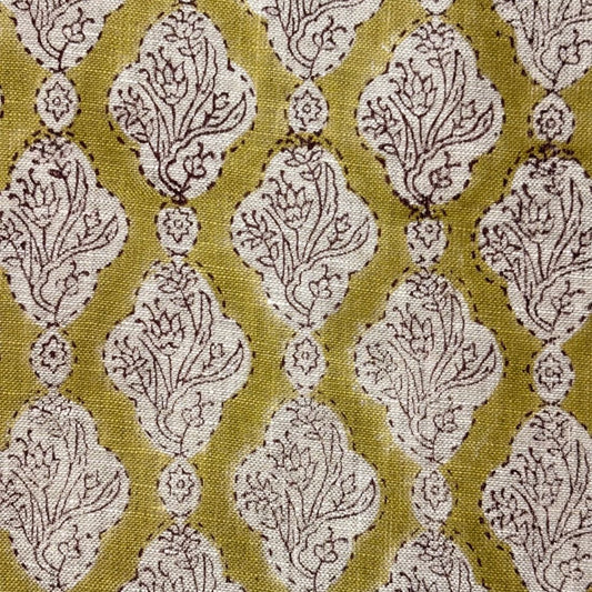 Raani Block Printed Linen Fabric | Upholstery & Home Décor Fabric