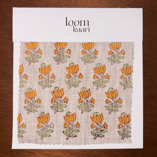 Inaah Block Printed Linen Fabric | Upholstery & Home Décor Fabric