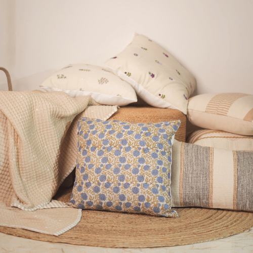 Amra Linen Block Printed Pillow Cover
