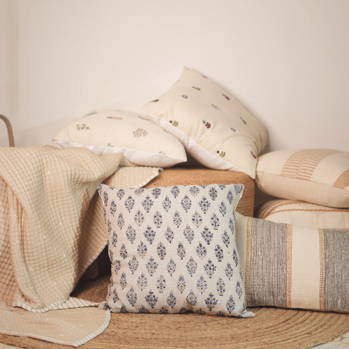 Bana Linen Block Printed Pillow Cover
