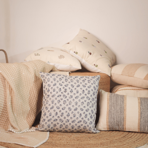 Blom Linen Block Printed Pillow Cover