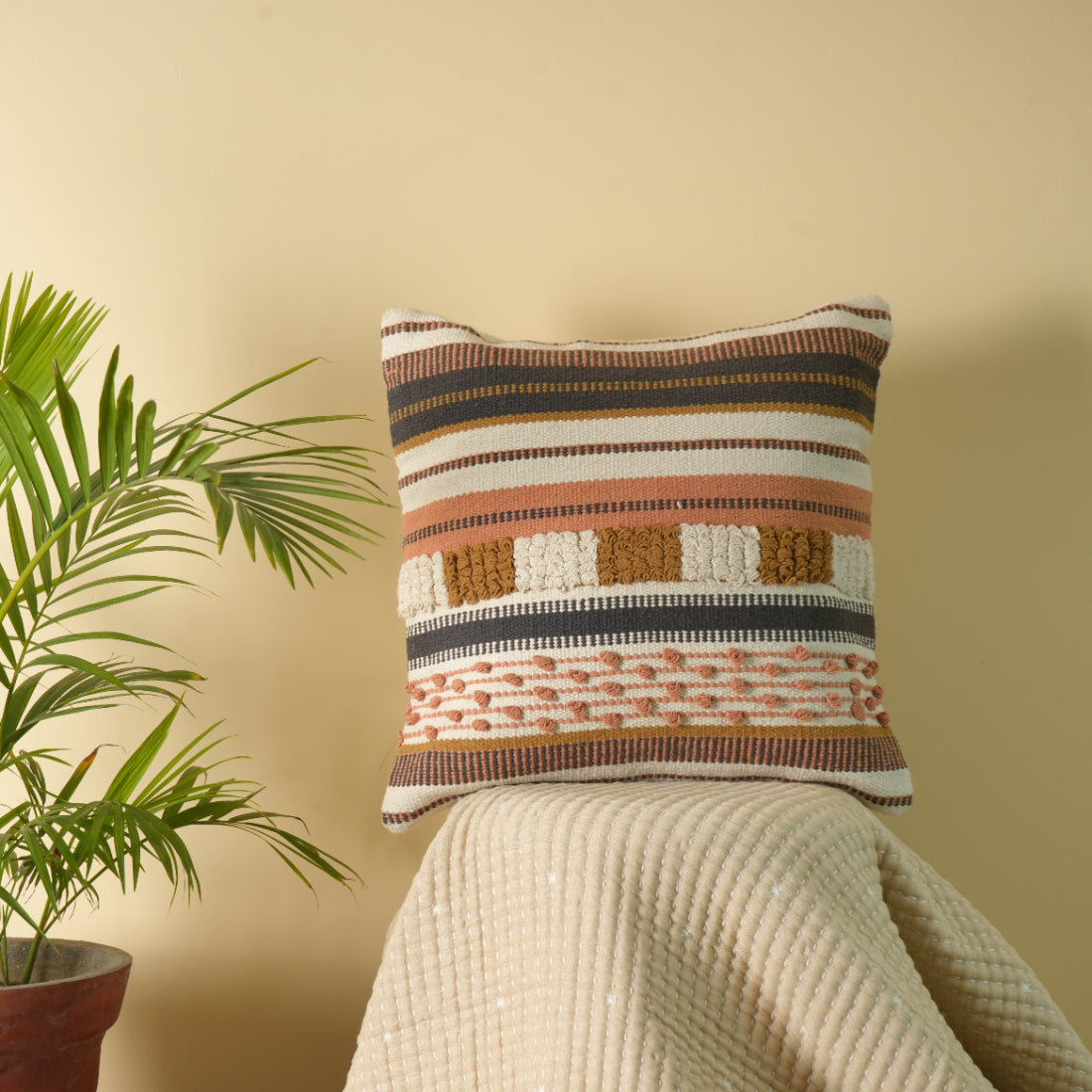 Ivory Mist Square Woven Pillow Cover