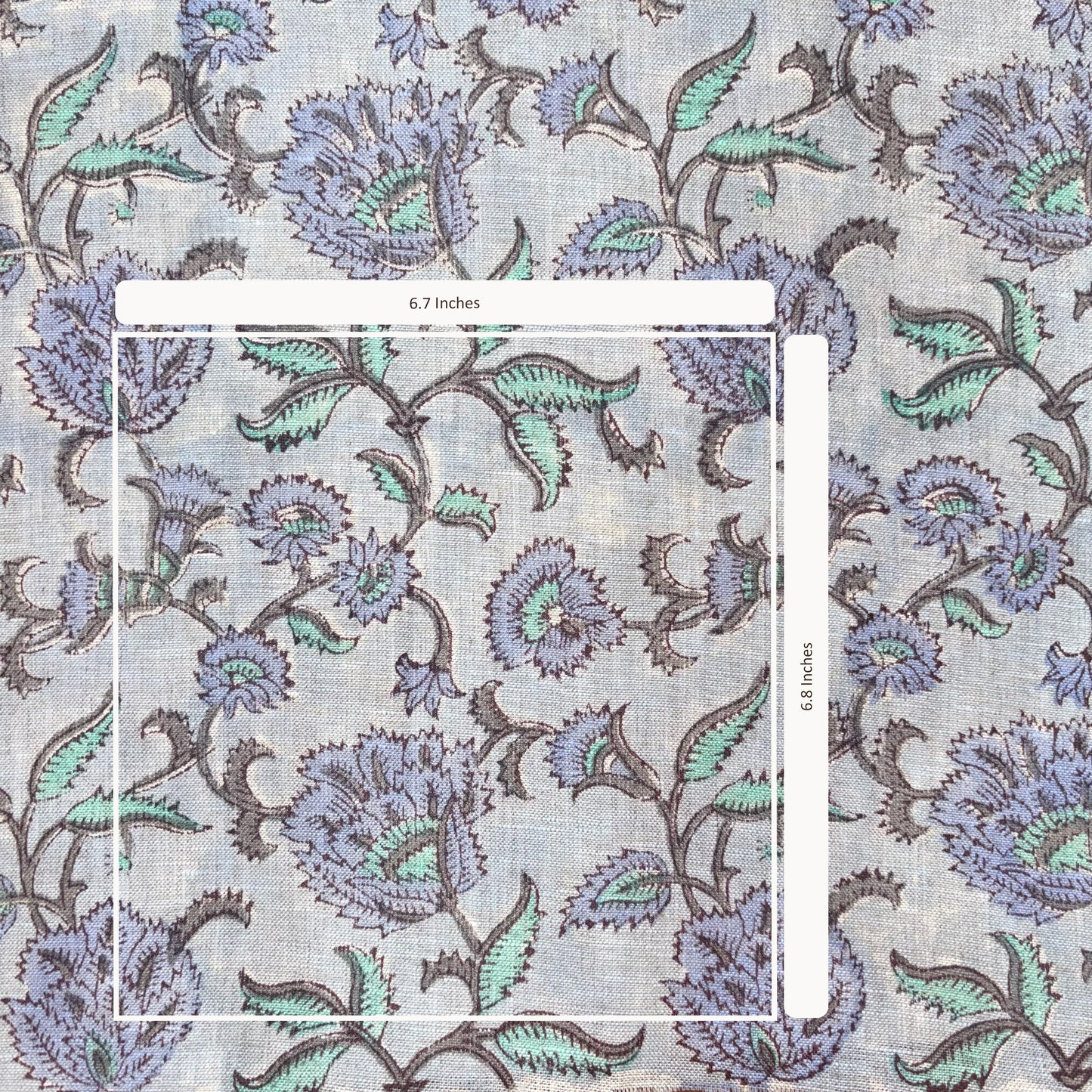 Floral patterned fabric with measurement overlay