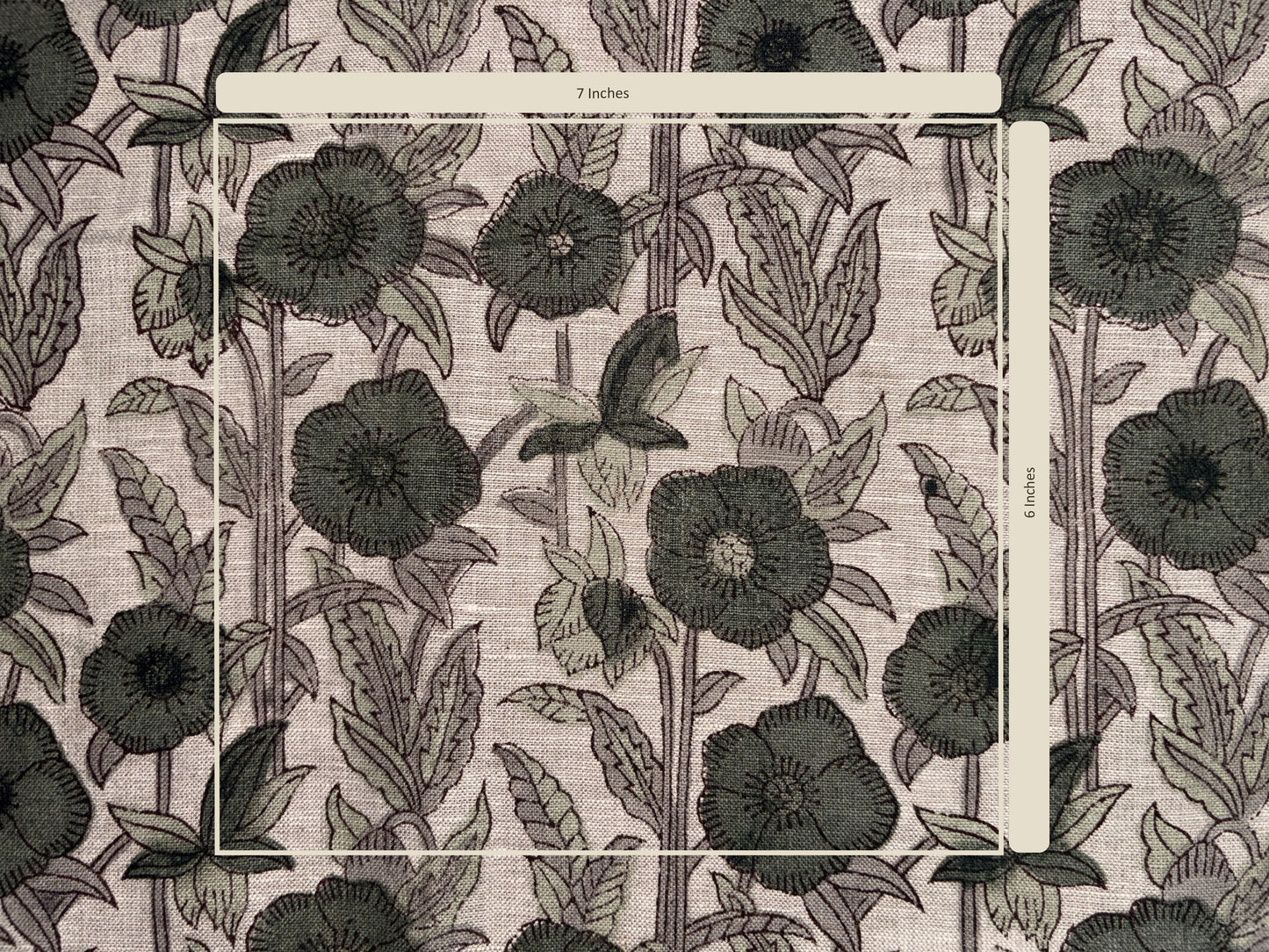 Floral patterned fabric with a ruler for scale