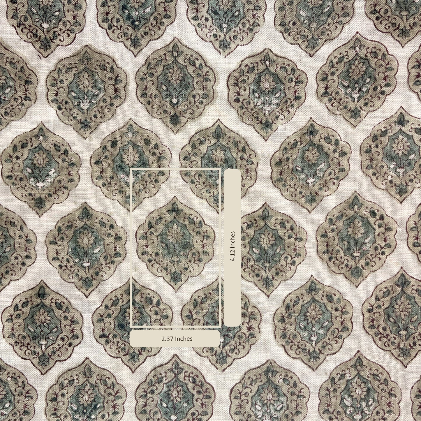 Patterned fabric with geometric design on a grey background