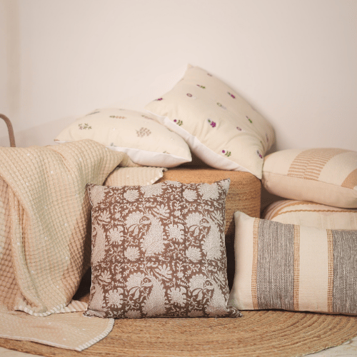 Floe Linen Block Printed Pillow Cover