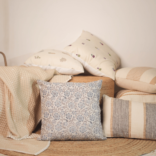 Rina Linen Block Printed Pillow Cover