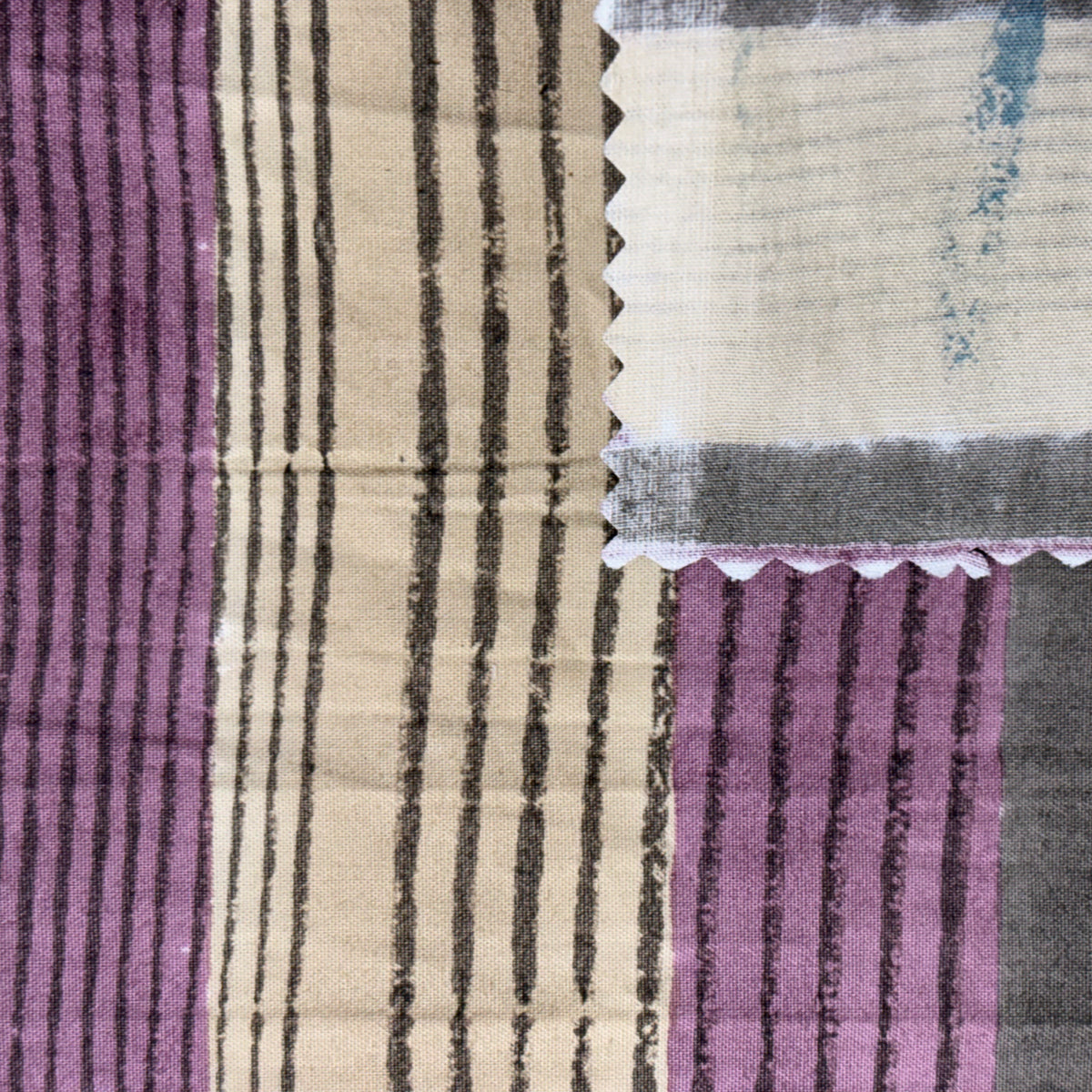 Briar Cotton 110" Block-Printed Stripe Upholstery Fabric