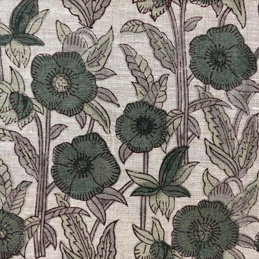 Saima Linen 58" Block-Printed Jaal Upholstery Fabric