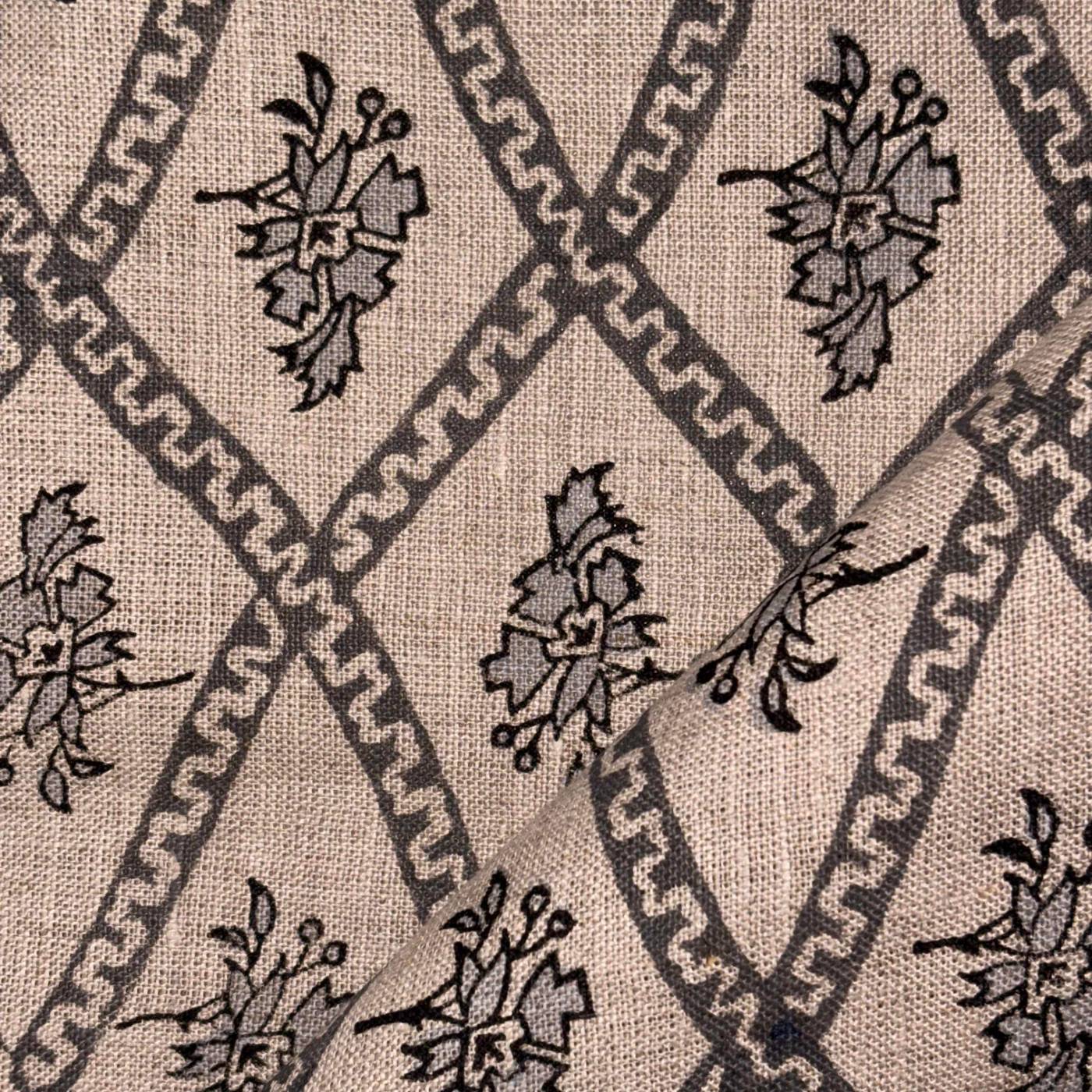 Vastra Linen 58" Block-Printed Buta Upholstery Fabric