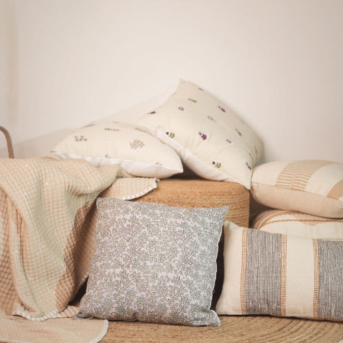 Jaal Linen Block Printed Pillow Cover