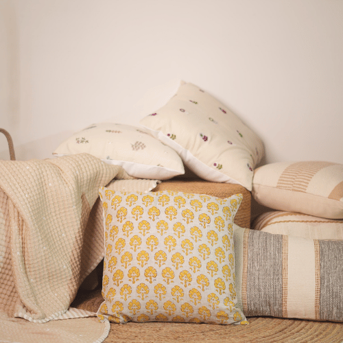 Lota Linen Block Printed Pillow Cover