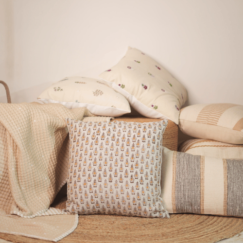 Rani Linen Block Printed Pillow Cover