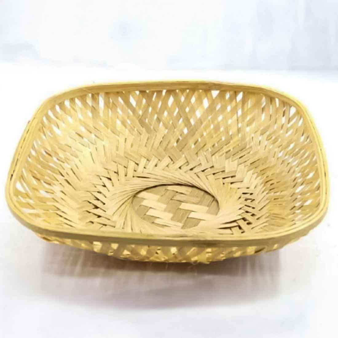 Chitra Square Bamboo Basket - Natural Finish