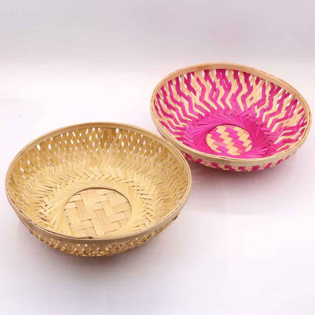 Vanya Round Bamboo Basket - Natural Finish