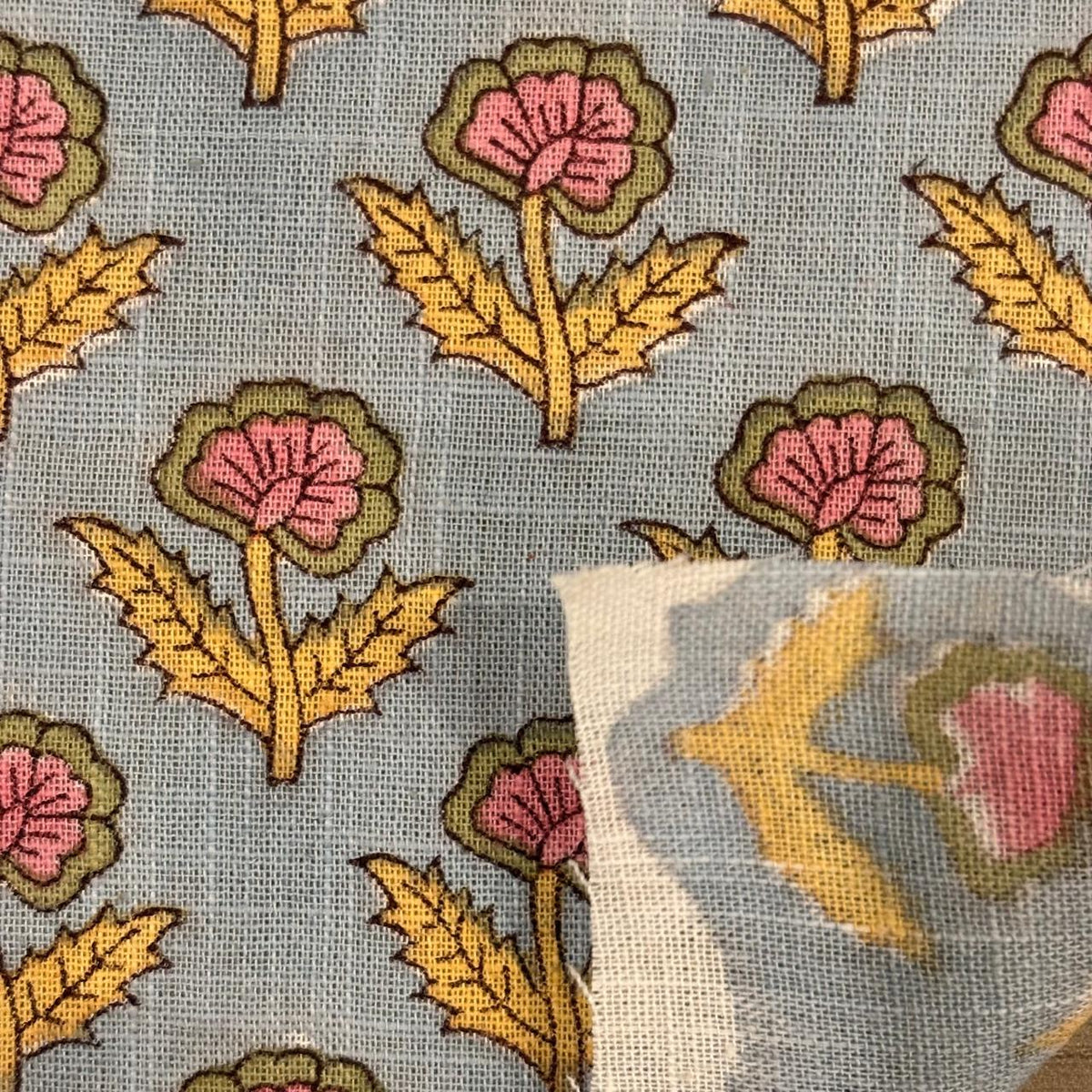 Roselle Cotton 110" Block-Printed Buti Upholstery Fabric