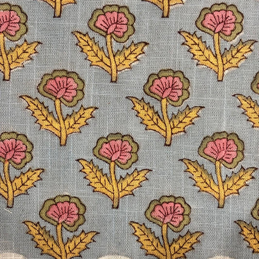 Roselle Cotton 110" Block-Printed Buti Upholstery Fabric