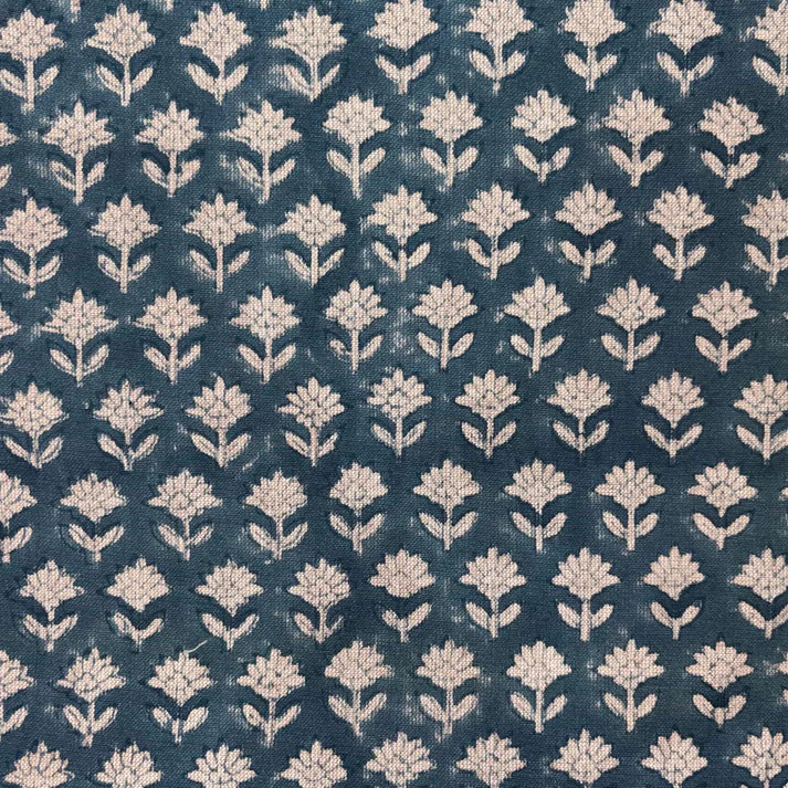Phoolbagh Chambray 65" Block-Printed Buti Upholstery Fabric