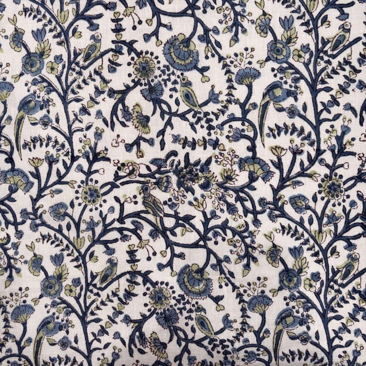 Rangkar Linen 58" Block-Printed Jaal Upholstery Fabric