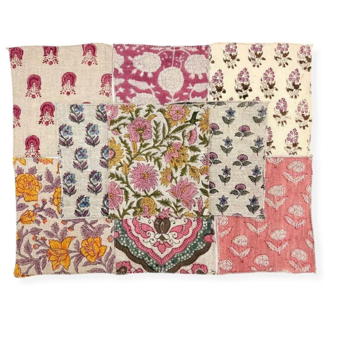 Maati Swatch Set / Pink Tones Hand Block Print Linen Swatches