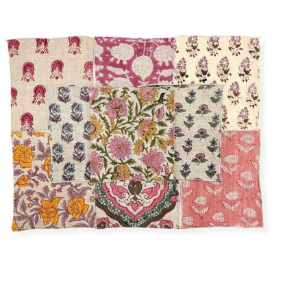 Maati Swatch Set / Pink Tones Hand Block Print Linen Swatches
