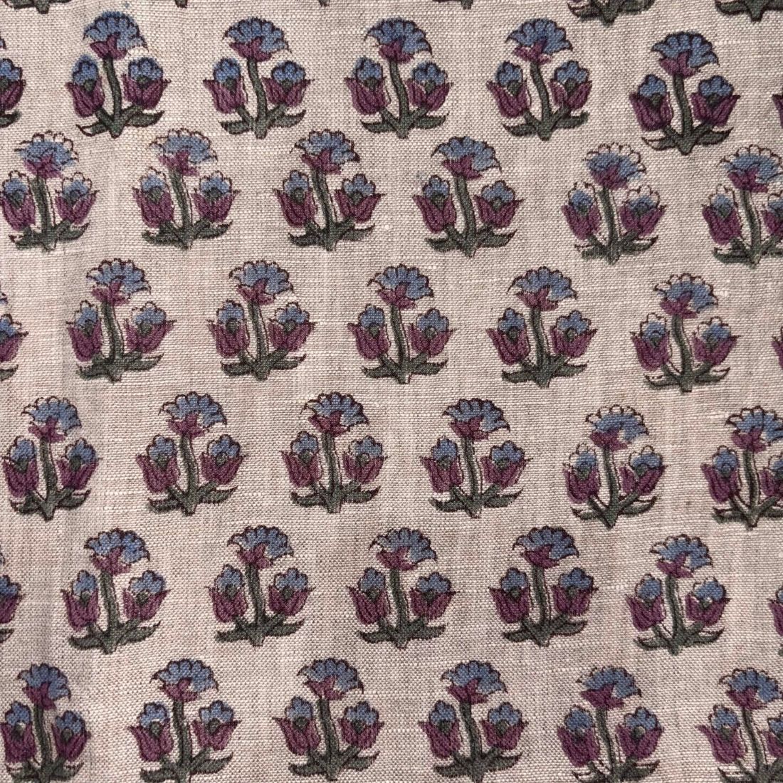 Peepal Linen 58" Block-Printed Buti Upholstery Fabric