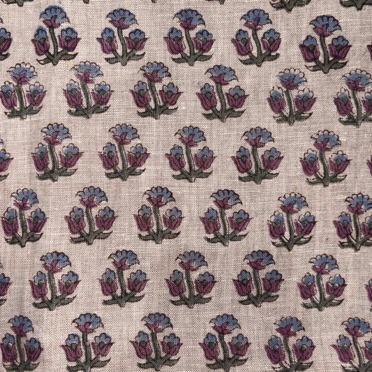 Peepal Linen 58" Block-Printed Buti Upholstery Fabric
