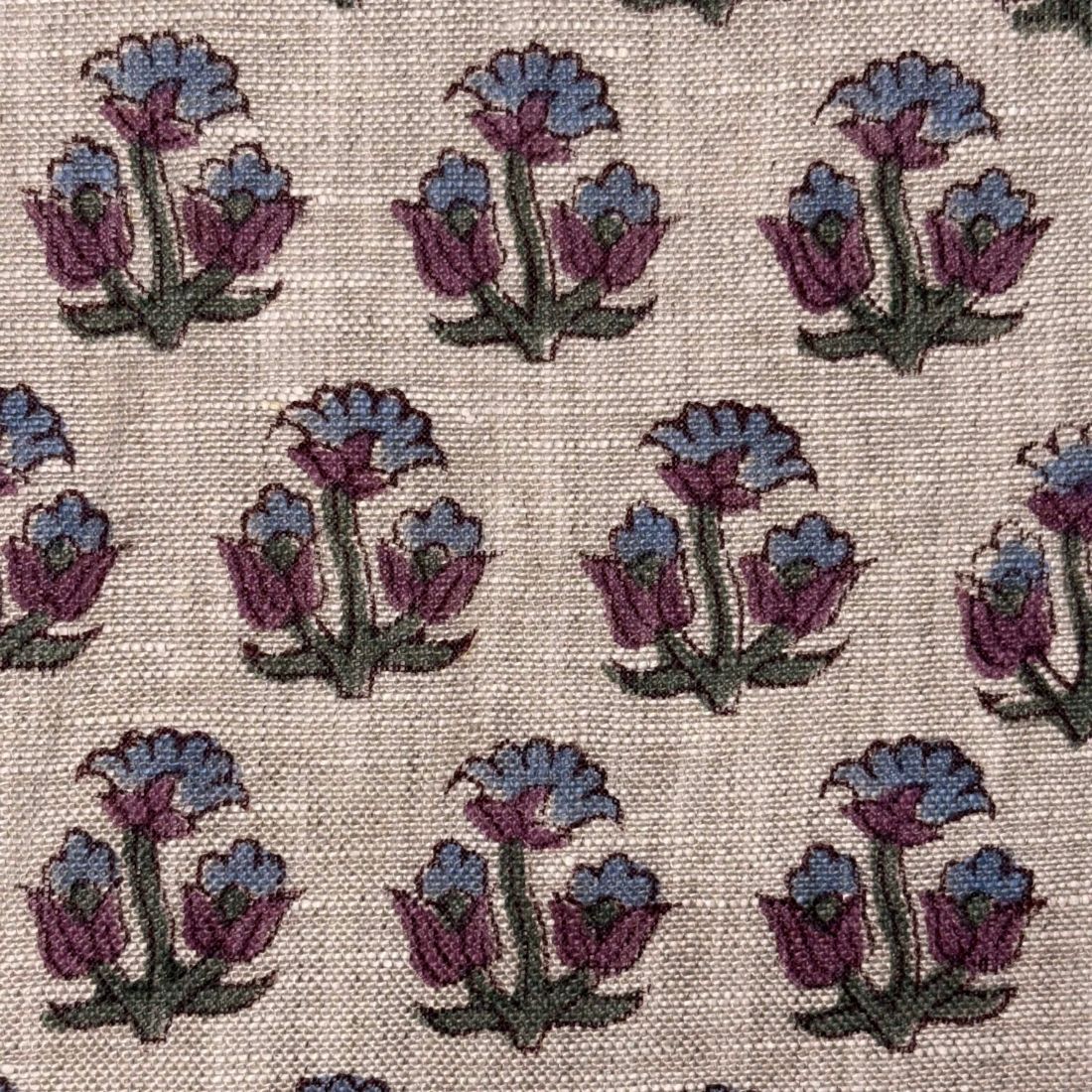 Peepal Linen 58" Block-Printed Buti Upholstery Fabric
