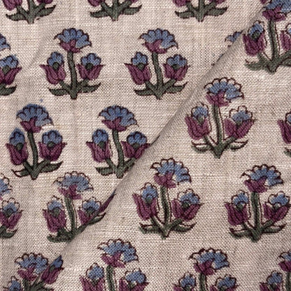 Peepal Linen 58" Block-Printed Buti Upholstery Fabric