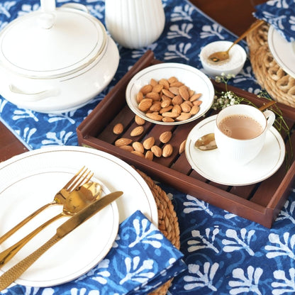 Tea set with table runner and napkins