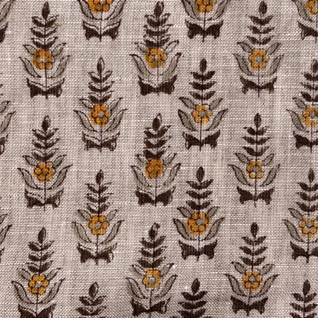 Desi Linen 58" Block-Printed Buta Upholstery Fabric
