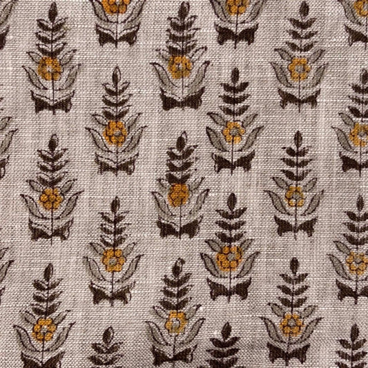 Desi Linen 58" Block-Printed Buta Upholstery Fabric