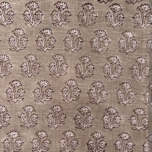 Sugandh Linen 58" Block-Printed Buti Upholstery Fabric