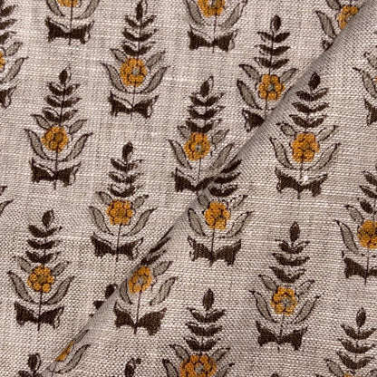 Desi Linen 58" Block-Printed Buta Upholstery Fabric