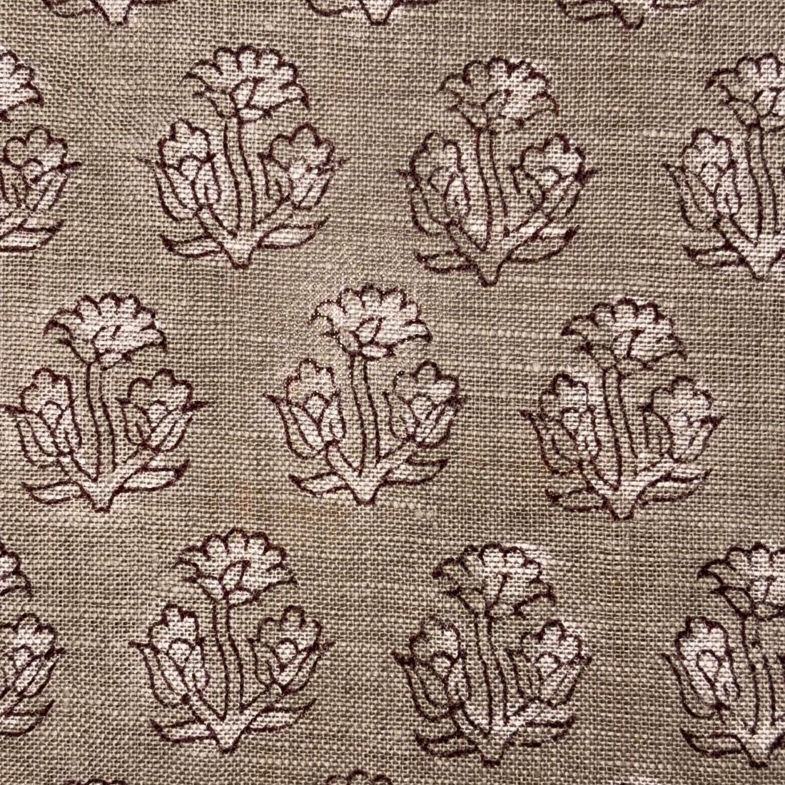 Sugandh Linen 58" Block-Printed Buti Upholstery Fabric