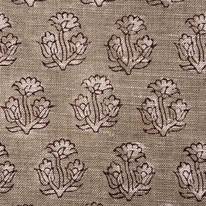 Sugandh Linen 58" Block-Printed Buti Upholstery Fabric
