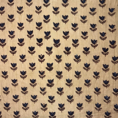 Pattern of blue flowers on beige fabric