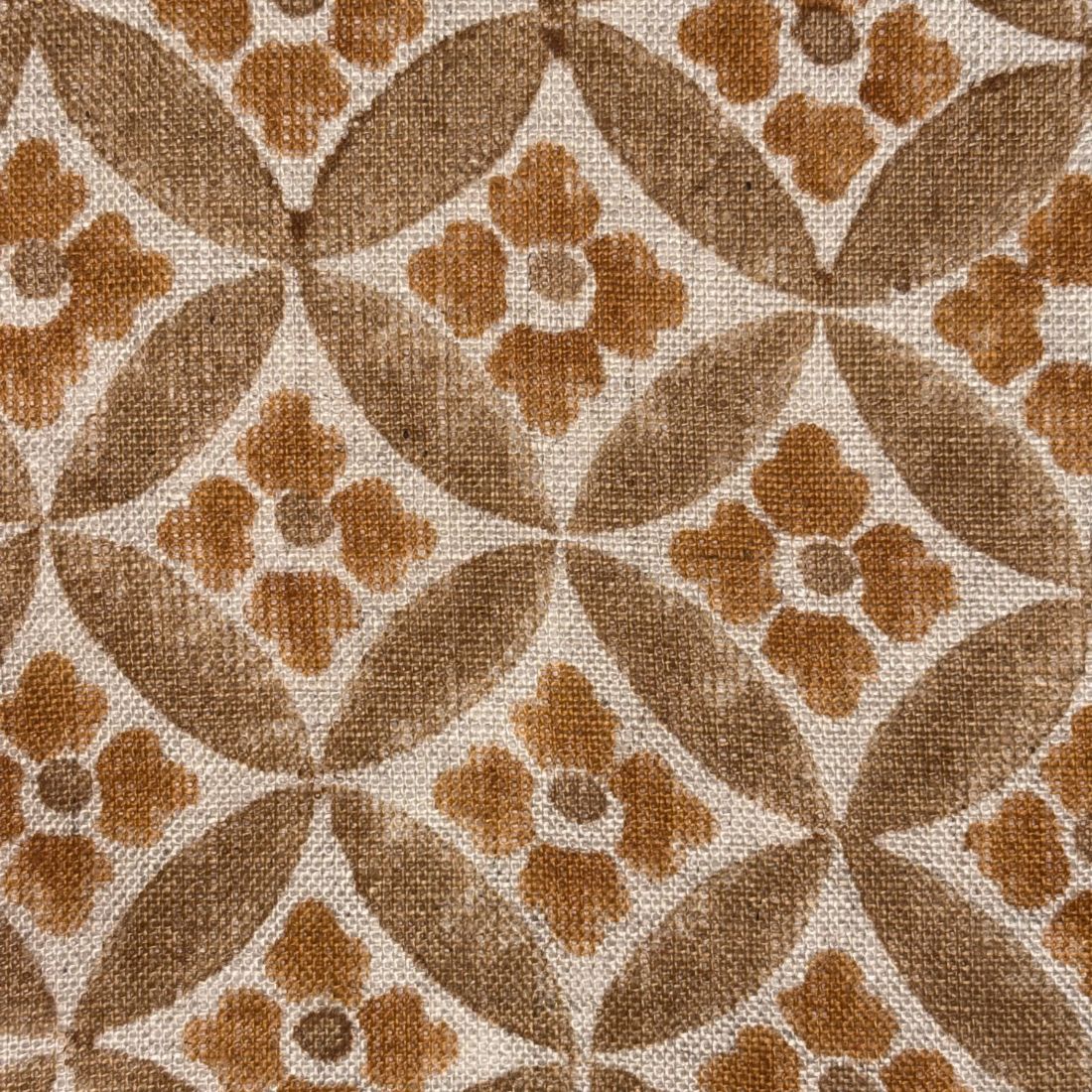 Brown geometric pattern on a textured beige background