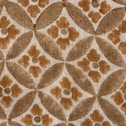 Brown geometric pattern on a textured beige background