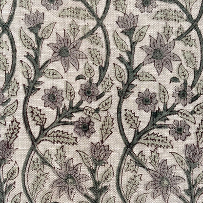 Amrah Linen 58" Block-Printed Jaal Upholstery Fabric