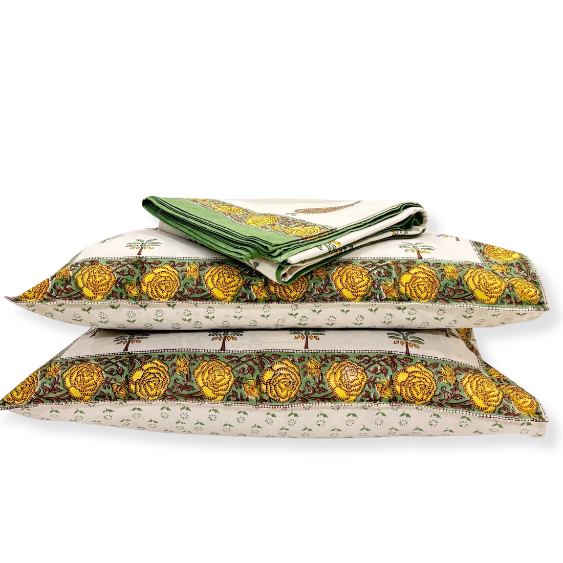 Set of decorative pillows with floral patterns on a white background