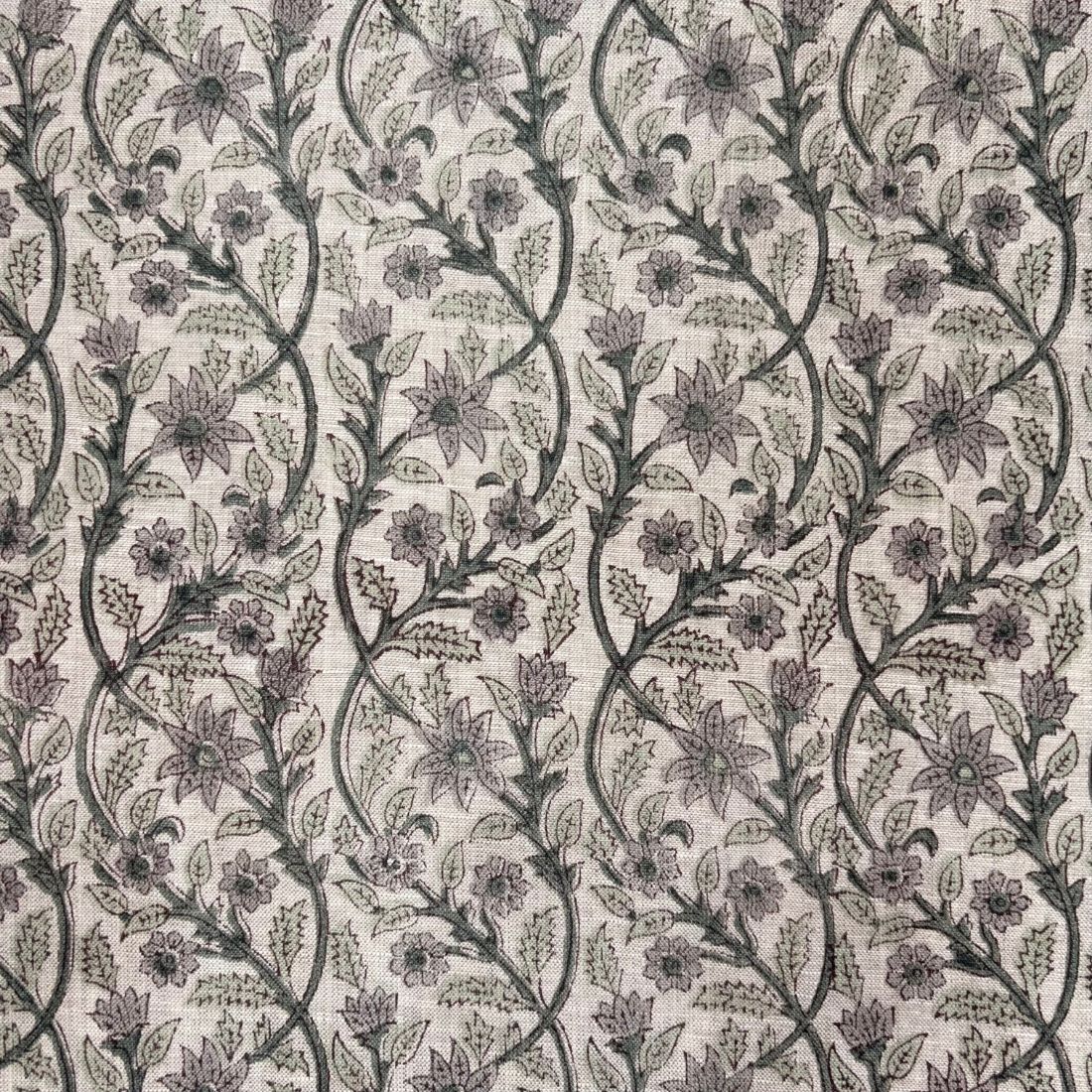 Amrah Linen 58" Block-Printed Jaal Upholstery Fabric