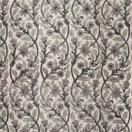 Amrah Block Printed Linen Fabric | Upholstery & Home Décor Fabric